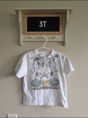 White Kids Short-Sleeve Astronaut Graphic Tee - 3T
